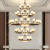 IGIFTFIRE新中式全铜别墅客厅吊灯中国风乌金木餐厅复式楼全屋玉石吊顶灯具 全铜+实木+玻璃灯罩6头 含全光谱