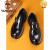 西域骆驼（VANCAMEL）品牌休闲皮鞋男夏季一脚蹬增高黑色厚底圆头男士商务正装新款 22667黑色四季款 38