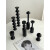 法式黑色实木烛台创意家居装饰工艺品浪漫餐桌复古饰品摆件 一对烟斗花瓶+金属球