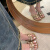 贝纤朵夏季法式复古编织纹理露趾细跟一字式外穿凉拖鞋细跟PU橡胶T型低 8cm 黑色 35
