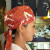 鹿色日式头巾帽服务员烤肉拉面寿司料理店防油烟掉发包头厨师帽子男女 红色小波浪 T06 帽子 可调节