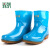 3531 女款PVC雨靴 1305 防滑牛筋底工作雨鞋 蓝色中筒（36-41码 下单备注尺码）