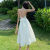 心施彩三亚旅游衣服海边巴厘岛沙滩裙性感露背夏季度假长裙缎面吊带 白色连衣裙 L