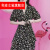 利麦小个子衣服女装新款夏季一片式连衣裙碎花气质领修身显 黑色裙子 XL码建议120-135斤