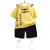 迪士尼（Disney）男童夏季套装男孩衣服夏装棉麻汉服短袖中国风套洋气时髦儿童夏装 黄色 90cm