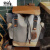袋鼠（KANGAROO）真皮男士双肩包新款休闲时尚高端学生书包商务大容量实用旅行背包 蓝布