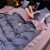 完壮纯棉四件套轻奢感100全棉家纺床单被套床上用品夏季 米尔顿-灰 2m床单款四件套(被套2.2x2.4m