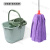 手压带水桶加厚洗滑轮桶挤拖把墩布清洁单桶滑轮压干桶大容量 绿色桶+紫色拖把