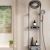 高端浴室淋浴花洒套装家用纯铜挂墙旋转明装淋雨屏卫生间洗澡神器 9008高端黑色大花洒