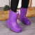 冬季加绒保暖棉雨鞋EVA防寒雨靴厂泡沫水鞋防滑耐油胶鞋中筒 902紫色 39