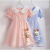 奥特曼女童夏季短袖连衣裙2024年新款韩版儿童女孩娃娃领格子公主裙夏装 粉色 加兔子公仔 110cm