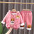 乔僖枫男童冬季套装新款宝宝冬季加厚三件套婴儿童洋气棉服套装 粉红色 熊头加绒加厚三件套 73
