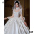 米可杉婚纱新娘主纱2023感法式主婚纱礼服2023新款白色缎面新娘质感 齐地款 XS