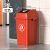 正方形带盖垃圾桶户外商用大容量厨房卫生间餐饮专用2023 80L正方红色带盖