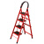 梯子家用多功能伸缩折叠梯室内人字梯加宽四五六步梯子踏板加厚梯 红色加厚3步D型梯 适用2.2米高
