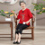 朵诗澜（Duoshilan）老年人夏装套装女老人衣服奶奶装短袖60岁70老太太圆领两件套 红色加裤子 2XL(建议95-110斤)