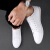 安崉2024新款男鞋牛皮板鞋韩版纯色小白鞋休闲二层牛皮皮鞋子 白色（镂空） 皮鞋码 37