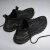 男鞋夏季透气薄款跑步运动男士休闲鞋工作防滑黑色劳保鞋鞋子男 黑色 42