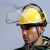 透明防护面罩安全帽面屏电焊打磨防冲击耐高温防飞溅安全防尘面具 桔顶绿屏