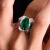 蛋形10k-18k白金人工实验室培育祖母绿戒指 气质经典包镶彩宝戒指非成交价 10k白金 8