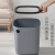 鲁识垃圾桶办公室厨房卫生间大容量纸篓独立压圈垃圾箱10L压纹款卡其色