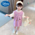 迪士尼韩系女童夏装连衣裙2024新款儿童短袖夏季1女宝宝T恤2裙 紫色 90
