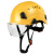 防砸工地安全帽带护目镜新国标建筑劳保透气救援盔印字 黄色帽+透明护目镜