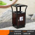 小区不锈钢分类防腐木边单桶室外环卫垃圾桶垃圾箱户外街道果皮箱 MX-D4808 咖啡色木条