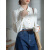 皮尔卡丹泡泡袖白色衬衫女韩版春季新款小众高级气质OL通勤职场抗皱白衬衣 蓝色 S
