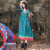 京功适合去大理丽江穿的衣服长裙云南民族风女装西藏旅游 绿色 XL 125-135斤
