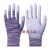 36双薄款白色尼龙PU涂指涂掌手套劳保耐磨无尘透气浸胶防滑 紫色条纹涂掌(24双) S