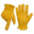 汐一短款牛皮防烫手套耐热350℃微波炉烧烤焊工耐高温手套 黄色 M