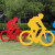 户外体育运动人物小品剪影不锈钢抽象自行车骑行雕塑学校公园摆件 款式1