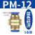 纳仕德 DL386 PM气动接头 快插接头铜镀镍隔板直通气管快速接头 蓝色PM-12（5支装）