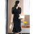TAO HAN黑色中袖连衣裙女夏收腰鱼尾包臀裙子职业通勤ol气质优雅知性新款 黑色 S
