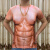 第喜武创意搞笑肌肉男t恤3D纹身衣服立体图案个性假68块腹胸肌短袖t恤 西装肌肉男短T S