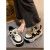 RATEWIN超火学院风时尚小众设计女ins潮厚底松糕运动鞋休闲风板鞋 黑色 35 标准码