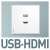 罗格朗开关插座面板逸远素月白5五孔二三插三孔16a空调usb家用插 HDMI+USB(连接)插座