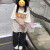 现宝莲单/套装2023夏季短袖女学生T恤韩版宽松休闲裤时尚穿搭两 深灰阔腿裤 【单裤】 M 建议【85-100斤左右】