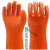 沁度劳保胶手套浸胶工业橡胶磨砂防水防油耐酸碱全胶加厚浸塑防滑耐磨 橘色颗粒5双