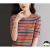 GUXISEN鄂尔多斯市产洋气夏装t恤女年短袖条纹减龄桑蚕丝 咖啡 XL 建议120-130斤