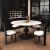 麦哟宝法式复古德利丰岩板旋转餐桌可伸缩方圆两用高端黑色实木圆形餐桌 依诺品牌岩板 1.35米旋转伸缩桌+6椅