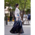 卡伊莎（KAYISHA）成人新中式国风女装改良明制汉服蓝色马面裙日常小个子裙子套装女 上衣 S
