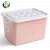 军澜 250L粉红色 透明收纳箱玩具杂物收纳盒衣服整理盒塑料带轮