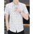 吉普盾（JPDUN）2024夏季新款花衬衫男士短袖商务修身设计感衬衣弹力免烫轻奢时尚 白色 M