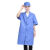 夏季短袖车间蓝大褂工作服食品厂白大褂加工上班工厂劳保实验药店 蓝色含帽 M01 S160