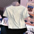 施洛澜重工刺绣短袖t恤女装2024夏季新款显瘦高腰短款上衣棉体恤5712 粉红色 M 建议95-105斤