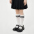 季米塔（Jimita）儿童长筒袜夏季薄款纯棉白色学生袜无骨女童中筒袜宝宝网眼足球袜 白色+黑色（2双装） XXL（约8-12岁）建议脚长18-20cm