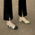 莱黛偲玛丽珍凉鞋女款夏季2024年新款拼色方头高跟鞋女粗跟一脚蹬女鞋子 升级版米白色 38