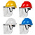 安全帽带面罩全脸防护透明PVC铝包边烧焊防飞溅防冲击打磨面屏 蓝色安全帽+支架+6张屏